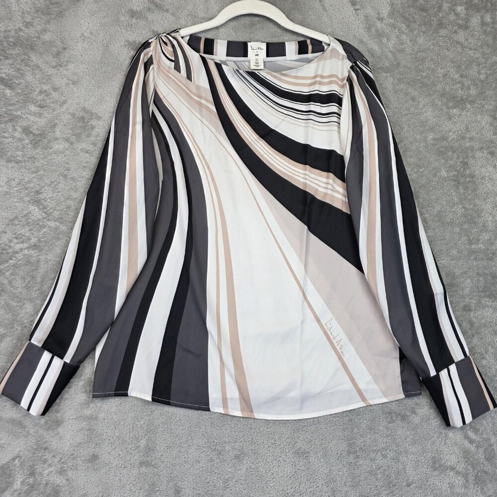 Richard Allan X H&M Blouse Womens 6 Multicolor Stripe Long Sleeve Top Boat Neck
